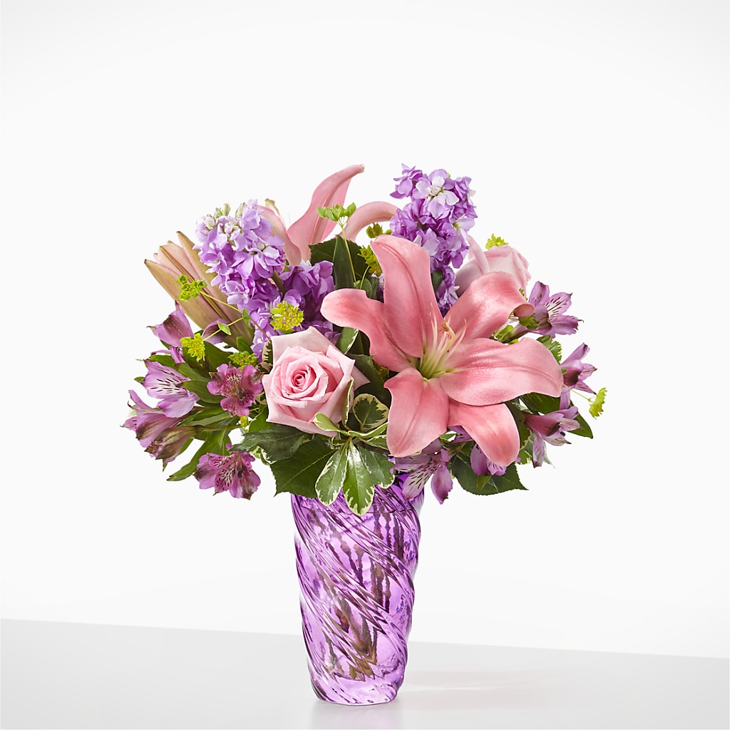 Precious Petals Bouquet with Luxe Swirl Vase – North Shore Weddings And Flowers, Kahuku HI