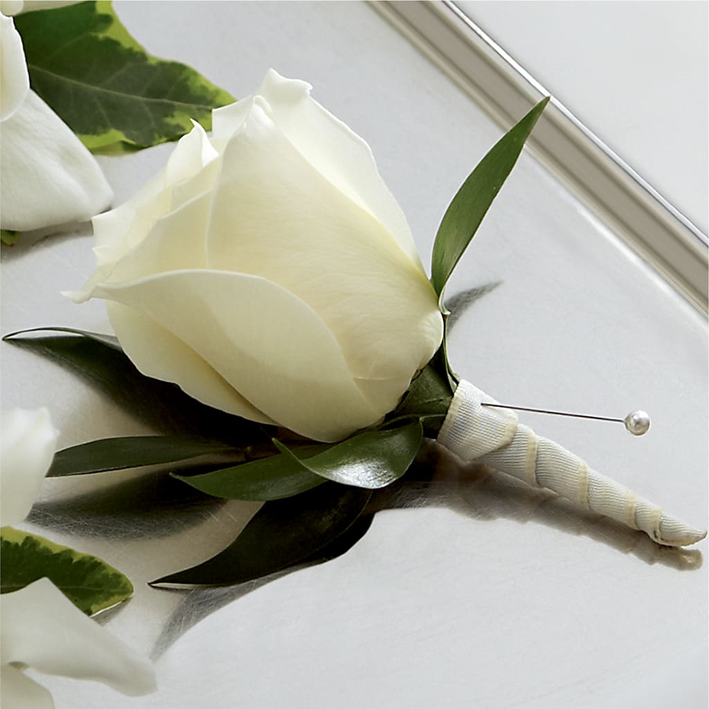 White Rose Boutonniere – North Shore Weddings And Flowers, Kahuku HI