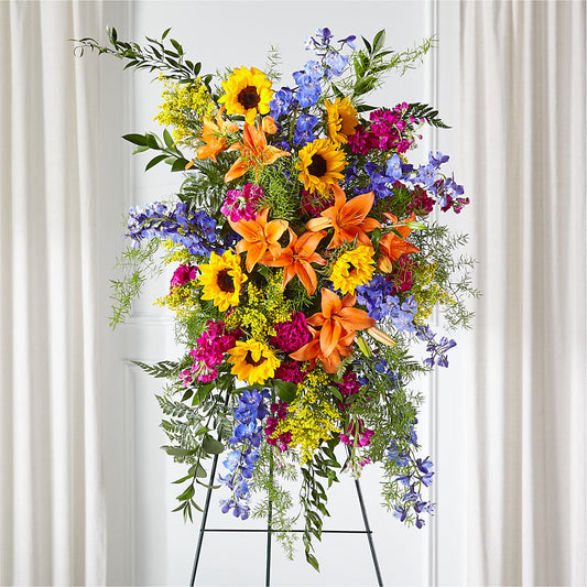 Sunlit Memories Standing Spray (Standard) –  North Shore Weddings And Flowers, Kahuku HI