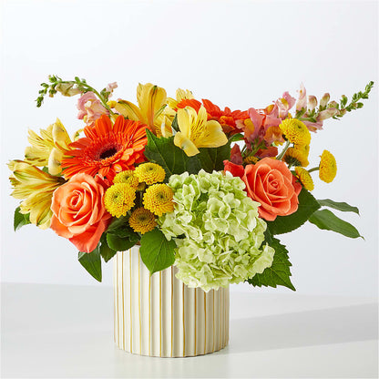 Autumn Sunshine Bouquet with Ivory Vase –  North Shore Weddings And Flowers, Kahuku HI