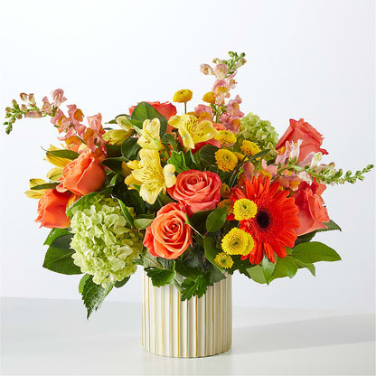 Autumn Sunshine Bouquet with Ivory Vase –  North Shore Weddings And Flowers, Kahuku HI