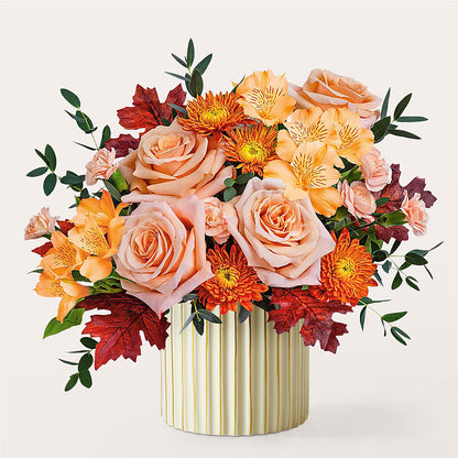 Spiced Latte Bouquet with Ivory Vase –  North Shore Weddings And Flowers, Kahuku HI