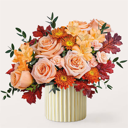 Spiced Latte Bouquet with Ivory Vase –  North Shore Weddings And Flowers, Kahuku HI