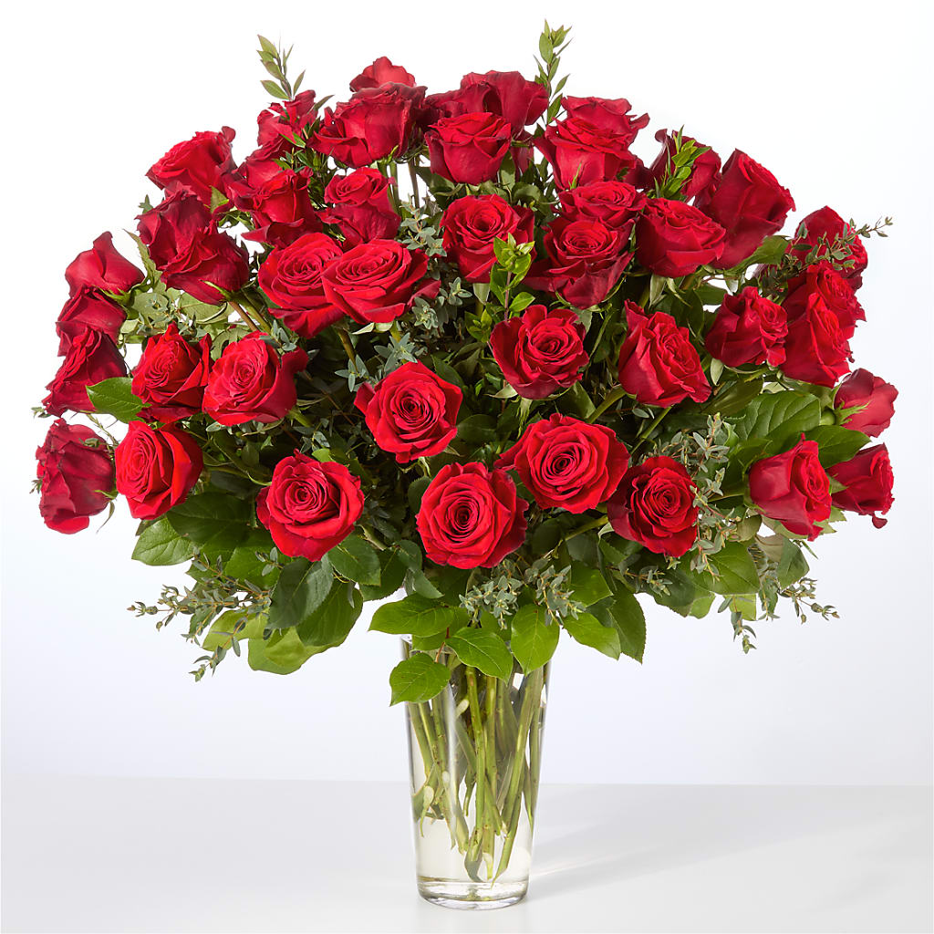 Forever Yours Fifty Stem Red Rose Bouquet –  North Shore Weddings And Flowers, Kahuku HI